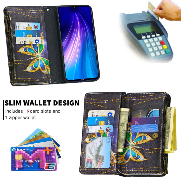 For Xiaomi Redmi Note 8 Colored Drawing Pattern Zipper Horizontal Flip Leather Case with Holder & Card Slots & Wallet