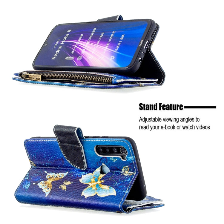 For Xiaomi Redmi Note 8 Colored Drawing Pattern Zipper Horizontal Flip Leather Case with Holder & Card Slots & Wallet