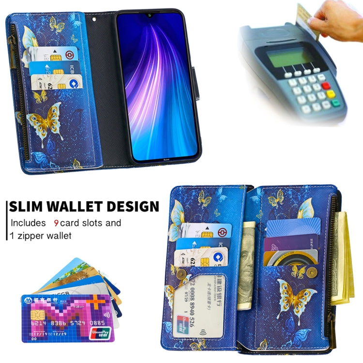For Xiaomi Redmi Note 8 Colored Drawing Pattern Zipper Horizontal Flip Leather Case with Holder & Card Slots & Wallet