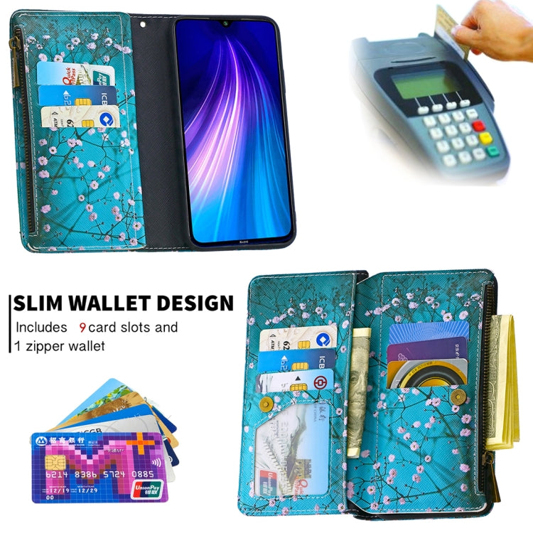 For Xiaomi Redmi Note 8 Colored Drawing Pattern Zipper Horizontal Flip Leather Case with Holder & Card Slots & Wallet