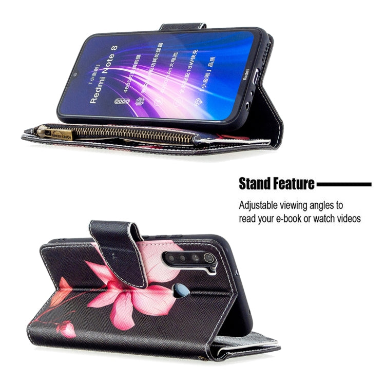 For Xiaomi Redmi Note 8 Colored Drawing Pattern Zipper Horizontal Flip Leather Case with Holder & Card Slots & Wallet