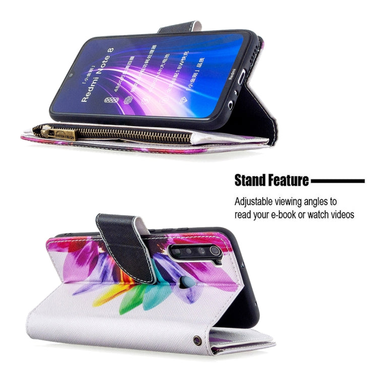 For Xiaomi Redmi Note 8 Colored Drawing Pattern Zipper Horizontal Flip Leather Case with Holder & Card Slots & Wallet