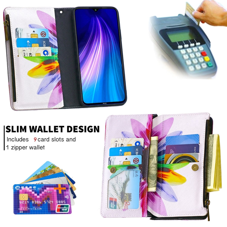 For Xiaomi Redmi Note 8 Colored Drawing Pattern Zipper Horizontal Flip Leather Case with Holder & Card Slots & Wallet