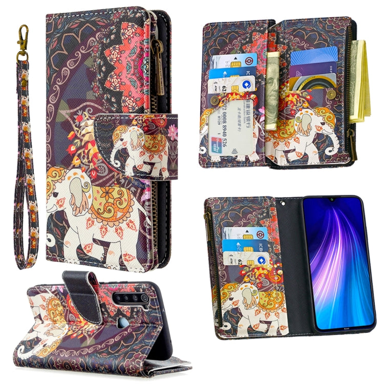 For Xiaomi Redmi Note 8 Colored Drawing Pattern Zipper Horizontal Flip Leather Case with Holder & Card Slots & Wallet
