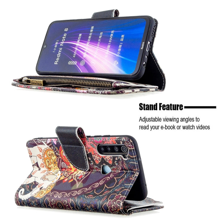 For Xiaomi Redmi Note 8 Colored Drawing Pattern Zipper Horizontal Flip Leather Case with Holder & Card Slots & Wallet