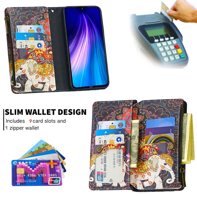 For Xiaomi Redmi Note 8 Colored Drawing Pattern Zipper Horizontal Flip Leather Case with Holder & Card Slots & Wallet