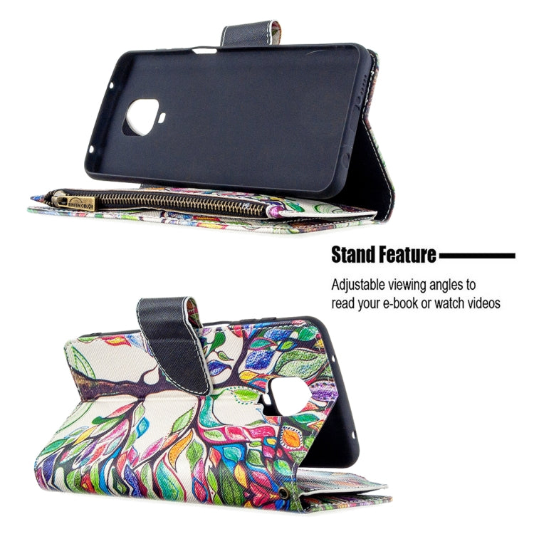 For Xiaomi Redmi Note 9 Pro Colored Drawing Pattern Zipper Horizontal Flip Leather Case with Holder & Card Slots & Wallet