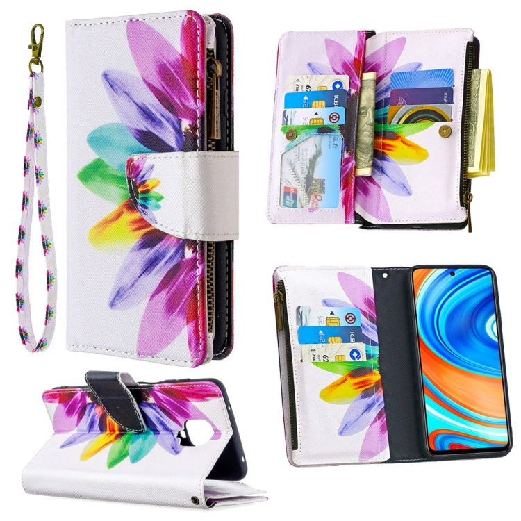 For Xiaomi Redmi Note 9 Pro Colored Drawing Pattern Zipper Horizontal Flip Leather Case with Holder & Card Slots & Wallet
