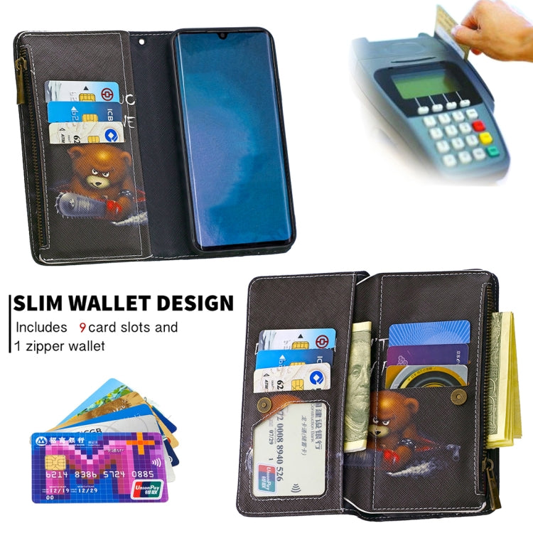 For Xiaomi Mi CC9 Pro / Note 10 Colored Drawing Pattern Zipper Horizontal Flip Leather Case with Holder & Card Slots & Wallet