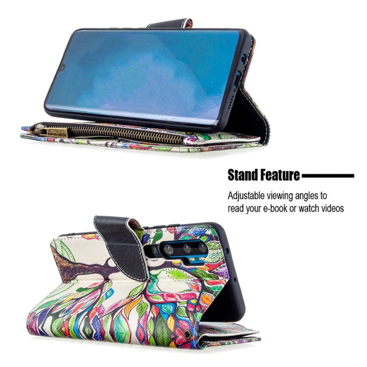 For Xiaomi Mi CC9 Pro / Note 10 Colored Drawing Pattern Zipper Horizontal Flip Leather Case with Holder & Card Slots & Wallet