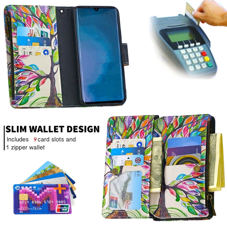 For Xiaomi Mi CC9 Pro / Note 10 Colored Drawing Pattern Zipper Horizontal Flip Leather Case with Holder & Card Slots & Wallet