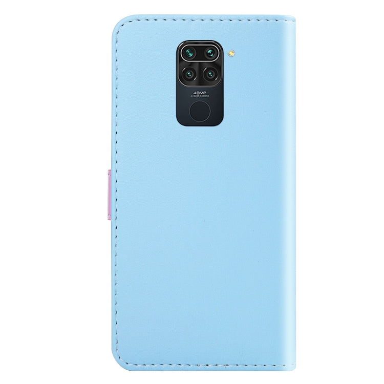 For Xiaomi Redmi Note 9 / 10X 4G Tricolor Stitching Horizontal Flip TPU + PU Leather Case with Holder & Card Slots & Wallet