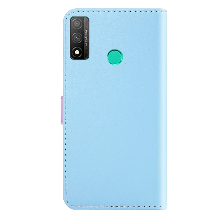 For Huawei P smart 2020 Tricolor Stitching Horizontal Flip TPU + PU Leather Case with Holder & Card Slots & Wallet