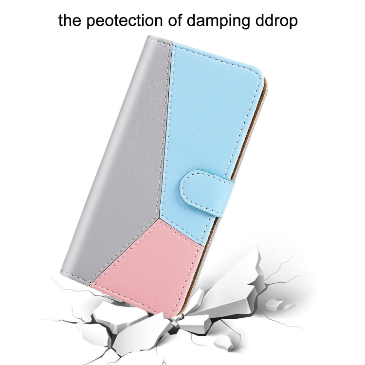 For Huawei P smart 2020 Tricolor Stitching Horizontal Flip TPU + PU Leather Case with Holder & Card Slots & Wallet