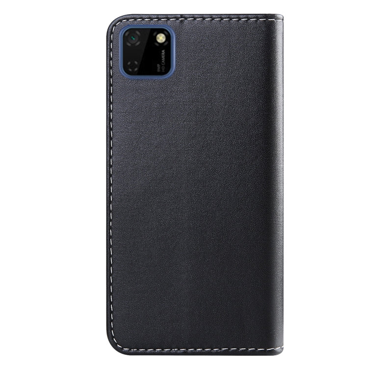 For Huawei Y5p Tricolor Stitching Horizontal Flip TPU + PU Leather Case with Holder & Card Slots & Wallet