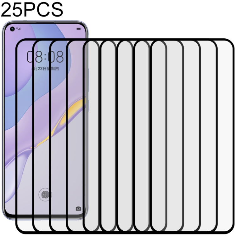 For Huawei Nova 7 5G 25 PCS Full Glue Full Screen Tempered Glass Film(Black)