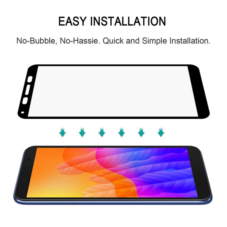 For Huawei Y5p 25 PCS Full Glue Full Screen Tempered Glass Film(Black)