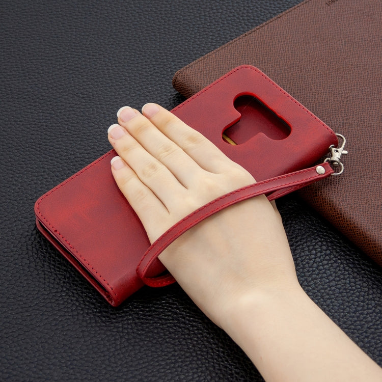 For LG K51 Retro Lambskin Texture Pure Color Horizontal Flip PU Leather Case with Holder & Card Slots & Wallet & Lanyard