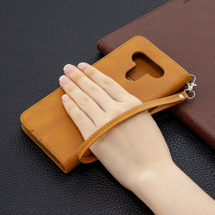 For LG K51 Retro Lambskin Texture Pure Color Horizontal Flip PU Leather Case with Holder & Card Slots & Wallet & Lanyard