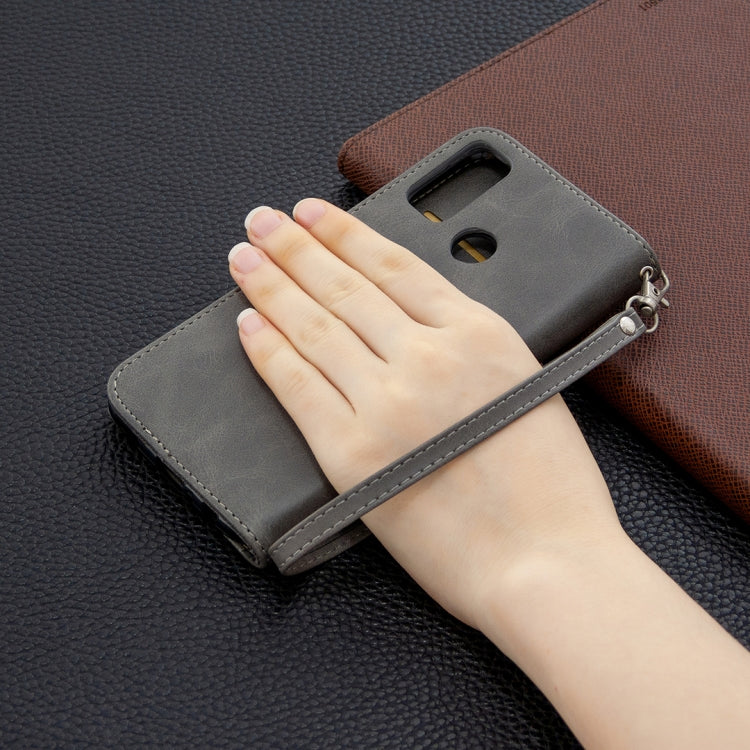 For Huawei P Smart (2020) Retro Lambskin Texture Pure Color Horizontal Flip PU Leather Case with Holder & Card Slots & Wallet & Lanyard