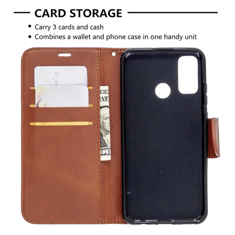 For Huawei P Smart (2020) Retro Lambskin Texture Pure Color Horizontal Flip PU Leather Case with Holder & Card Slots & Wallet & Lanyard