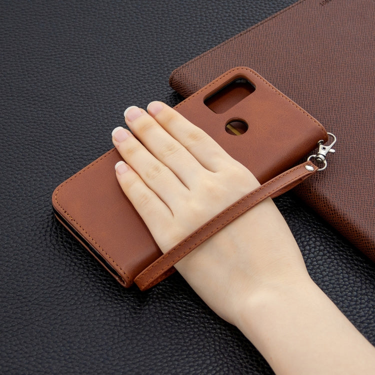 For Huawei P Smart (2020) Retro Lambskin Texture Pure Color Horizontal Flip PU Leather Case with Holder & Card Slots & Wallet & Lanyard