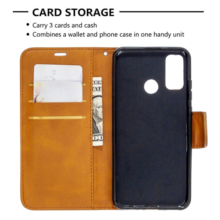For Huawei P Smart (2020) Retro Lambskin Texture Pure Color Horizontal Flip PU Leather Case with Holder & Card Slots & Wallet & Lanyard