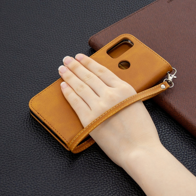 For Huawei P Smart (2020) Retro Lambskin Texture Pure Color Horizontal Flip PU Leather Case with Holder & Card Slots & Wallet & Lanyard