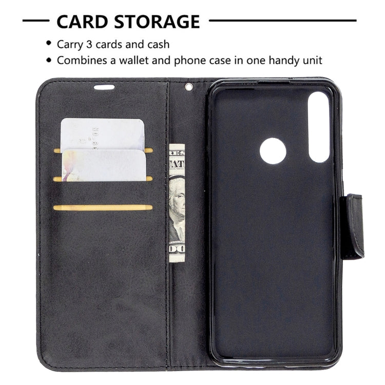 For Huawei Y6P Retro Lambskin Texture Pure Color Horizontal Flip PU Leather Case with Holder & Card Slots & Wallet & Lanyard