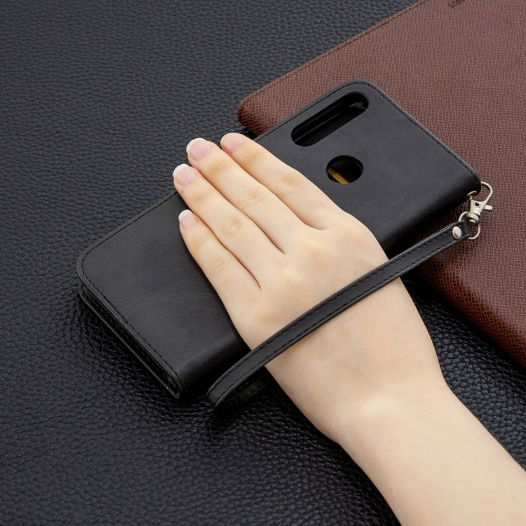 For Huawei Y6P Retro Lambskin Texture Pure Color Horizontal Flip PU Leather Case with Holder & Card Slots & Wallet & Lanyard