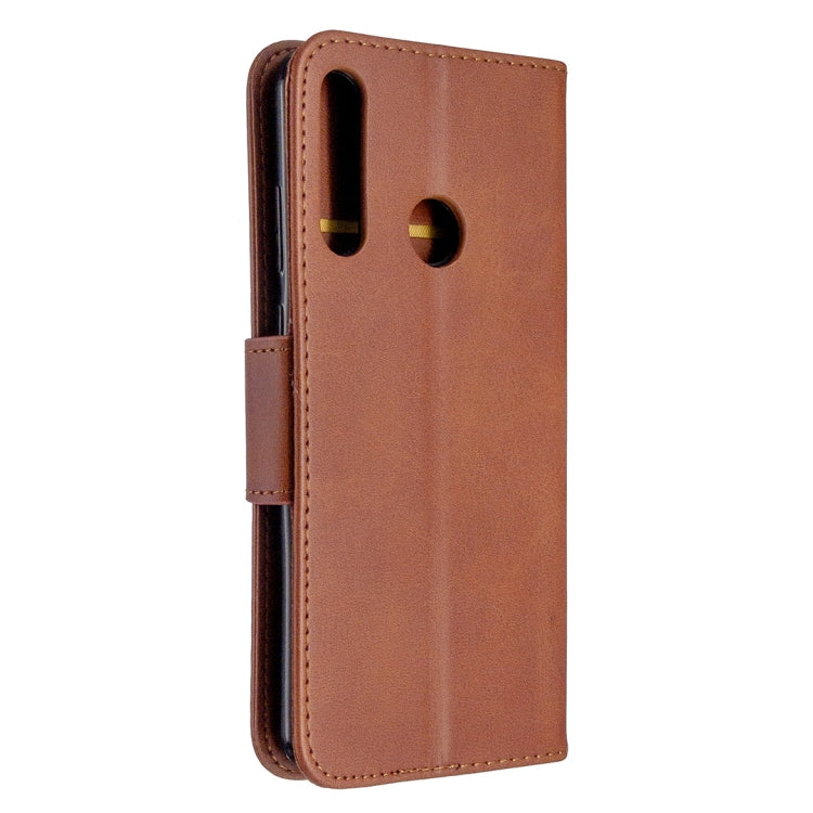 For Huawei Y6P Retro Lambskin Texture Pure Color Horizontal Flip PU Leather Case with Holder & Card Slots & Wallet & Lanyard