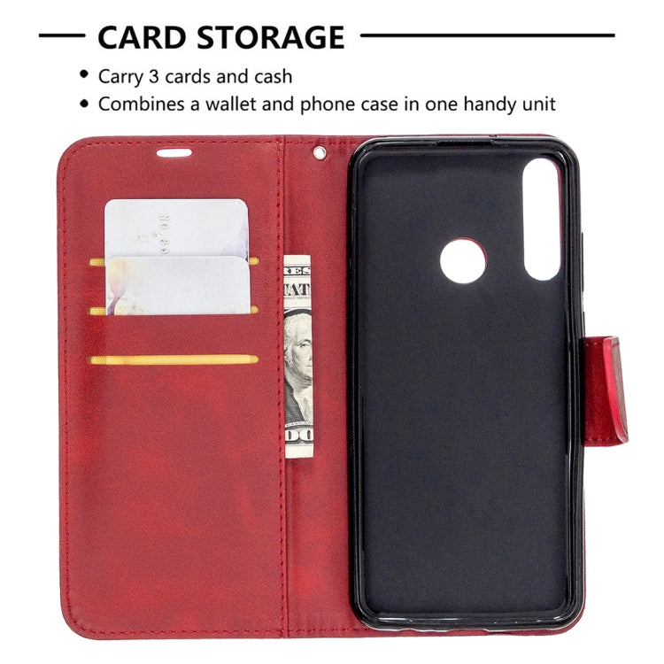 For Huawei Y6P Retro Lambskin Texture Pure Color Horizontal Flip PU Leather Case with Holder & Card Slots & Wallet & Lanyard