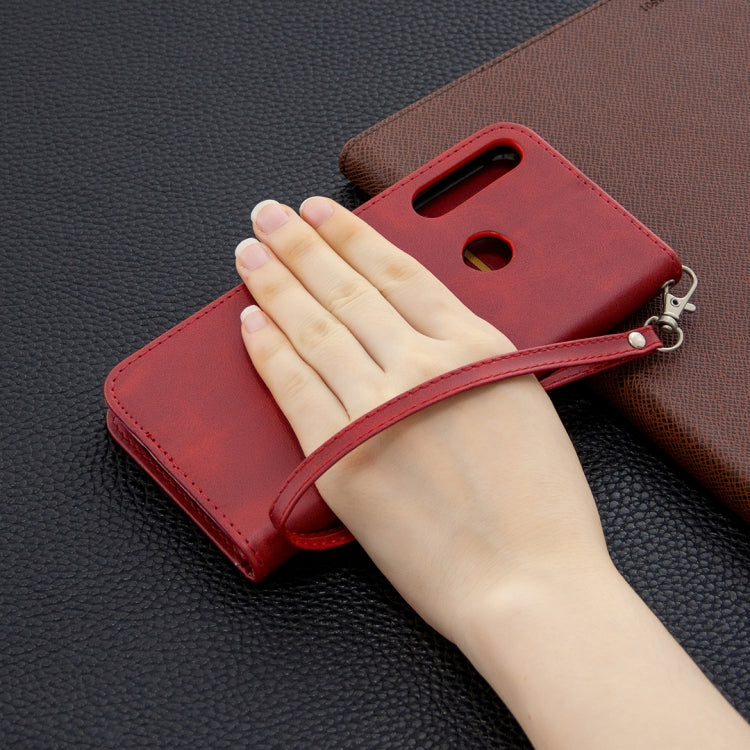 For Huawei Y6P Retro Lambskin Texture Pure Color Horizontal Flip PU Leather Case with Holder & Card Slots & Wallet & Lanyard