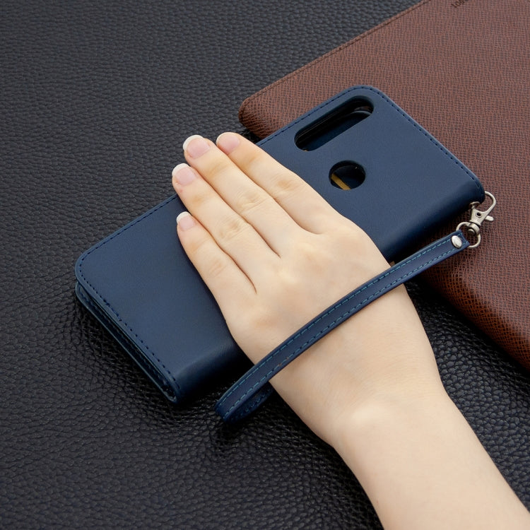 For Huawei Y6P Retro Lambskin Texture Pure Color Horizontal Flip PU Leather Case with Holder & Card Slots & Wallet & Lanyard