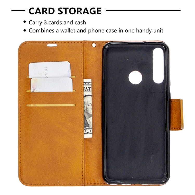 For Huawei Y6P Retro Lambskin Texture Pure Color Horizontal Flip PU Leather Case with Holder & Card Slots & Wallet & Lanyard
