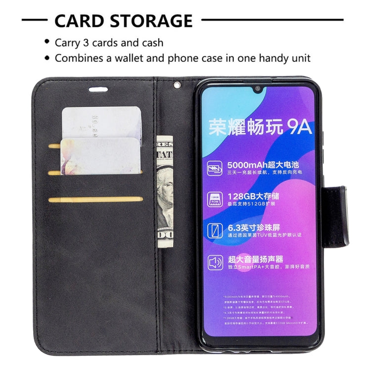 For Huawei Honor 9A Retro Lambskin Texture Pure Color Horizontal Flip PU Leather Case with Holder & Card Slots & Wallet & Lanyard