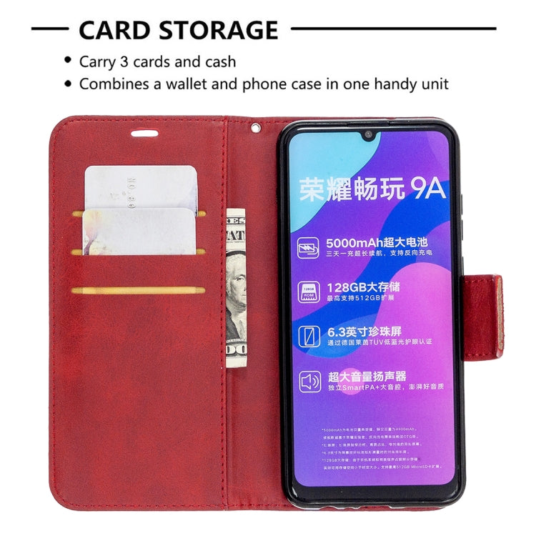 For Huawei Honor 9A Retro Lambskin Texture Pure Color Horizontal Flip PU Leather Case with Holder & Card Slots & Wallet & Lanyard