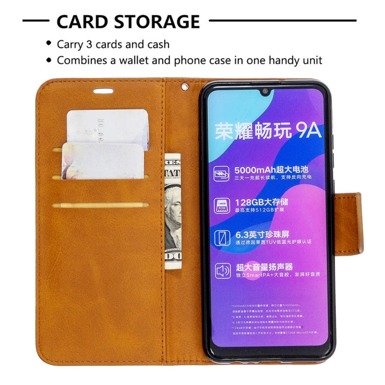 For Huawei Honor 9A Retro Lambskin Texture Pure Color Horizontal Flip PU Leather Case with Holder & Card Slots & Wallet & Lanyard