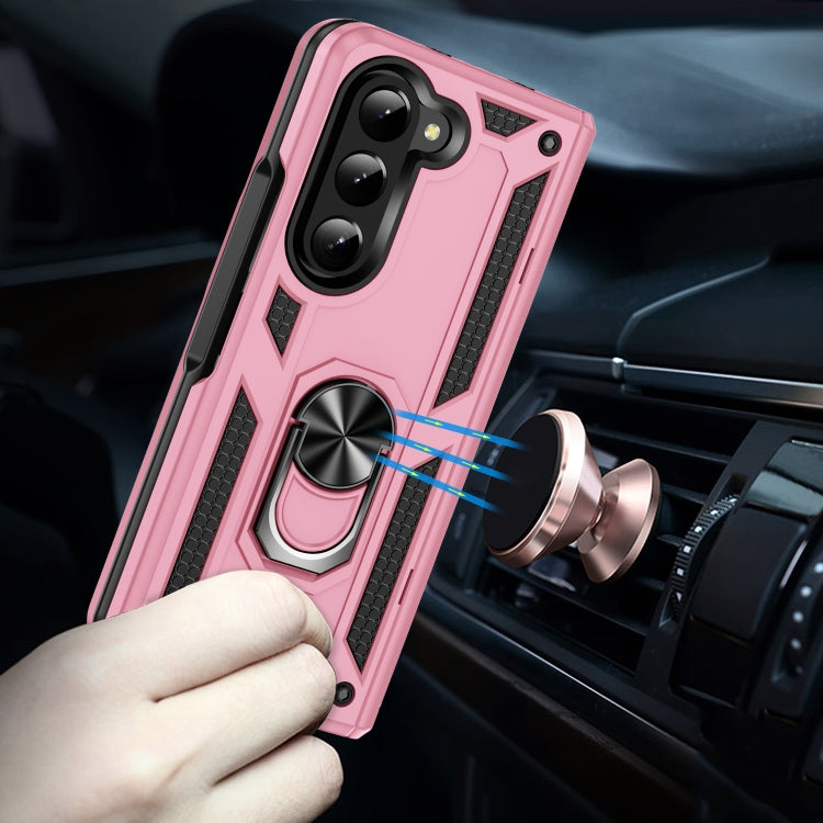 For Samsung Galaxy Z Fold5 Shockproof TPU + PC Phone Case with Protective Strap