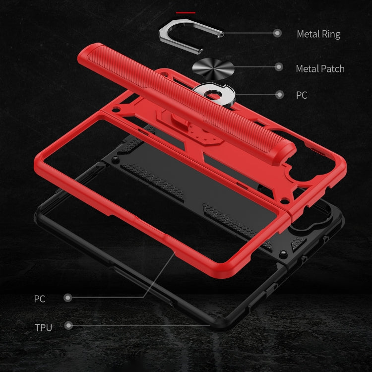 For Samsung Galaxy Z Fold5 Shockproof TPU + PC Phone Case with Protective Strap