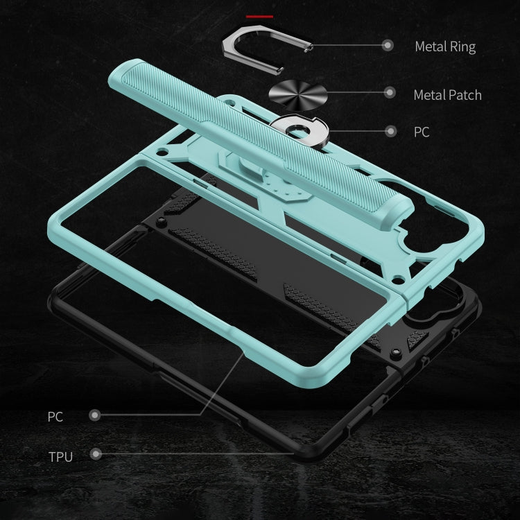 For Samsung Galaxy Z Fold5 Shockproof TPU + PC Phone Case with Protective Strap