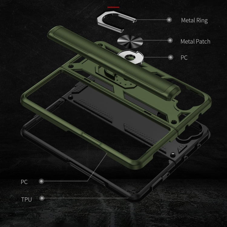 For Samsung Galaxy Z Fold5 Shockproof TPU + PC Phone Case with Protective Strap