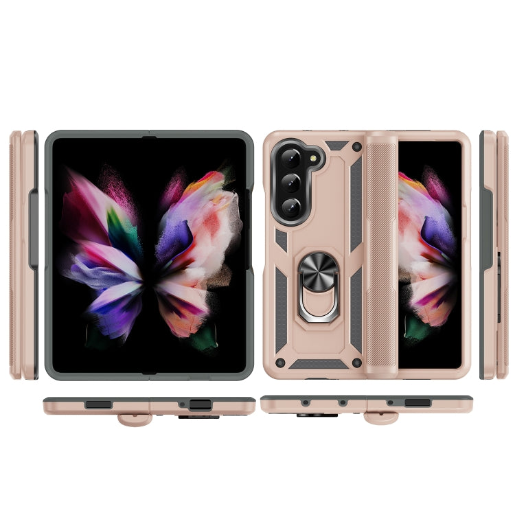 For Samsung Galaxy Z Fold5 Shockproof TPU + PC Phone Case with Protective Strap