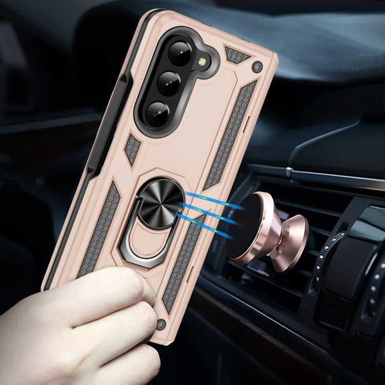 For Samsung Galaxy Z Fold5 Shockproof TPU + PC Phone Case with Protective Strap