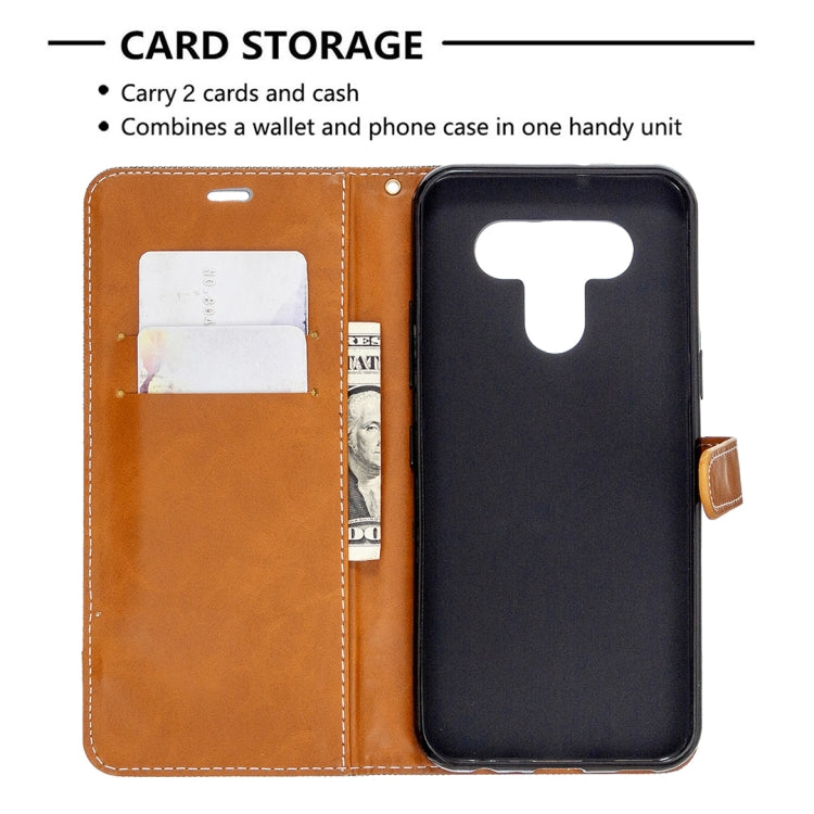 For LG K51 Color Matching Denim Texture Horizontal Flip Leather Case with Holder & Card Slots & Wallet & Lanyard