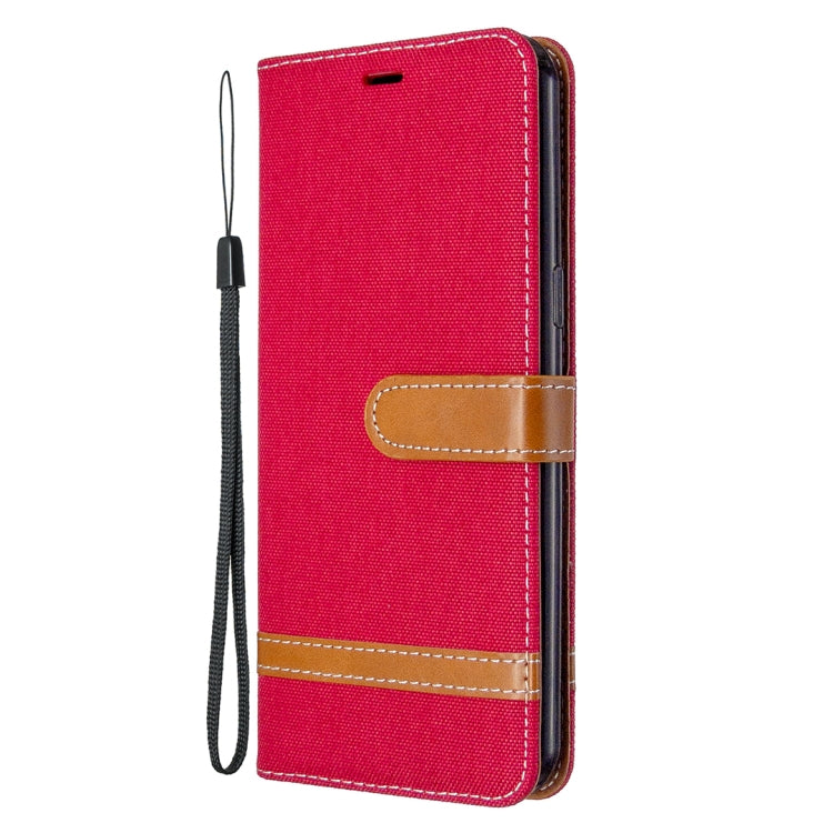 For LG K51 Color Matching Denim Texture Horizontal Flip Leather Case with Holder & Card Slots & Wallet & Lanyard