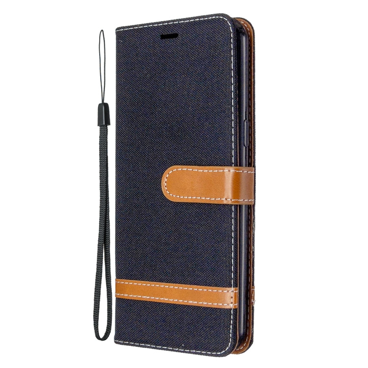 For LG K51 Color Matching Denim Texture Horizontal Flip Leather Case with Holder & Card Slots & Wallet & Lanyard