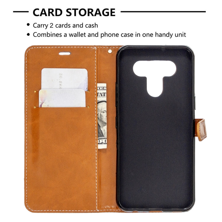 For LG K51 Color Matching Denim Texture Horizontal Flip Leather Case with Holder & Card Slots & Wallet & Lanyard