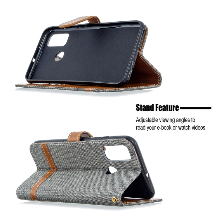 For Huawei P Smart (2020) Color Matching Denim Texture Horizontal Flip Leather Case with Holder & Card Slots & Wallet & Lanyard