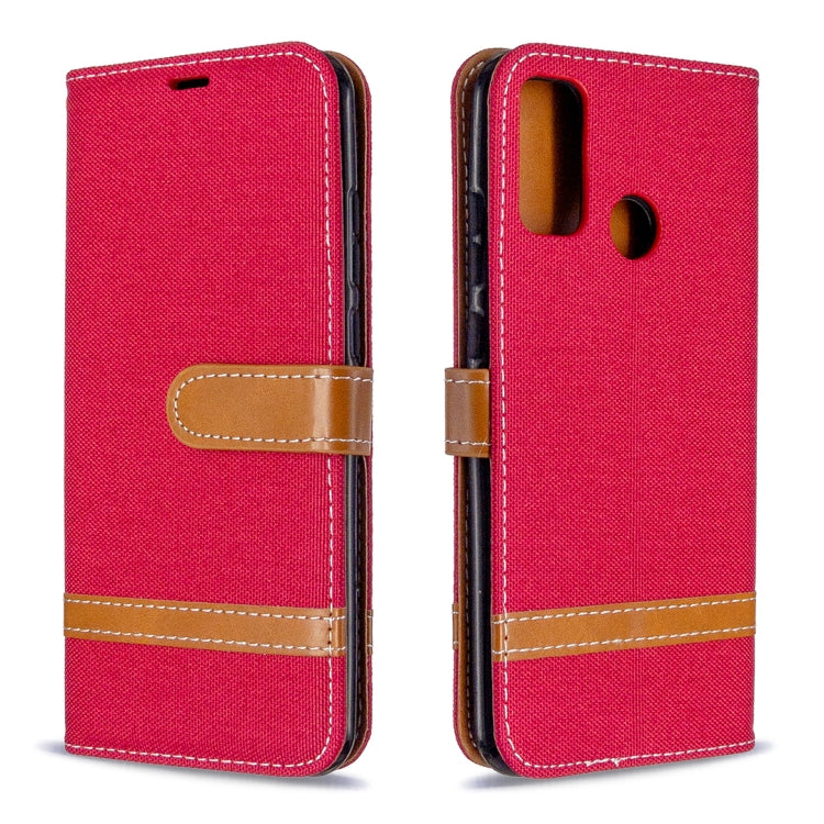 For Huawei P Smart (2020) Color Matching Denim Texture Horizontal Flip Leather Case with Holder & Card Slots & Wallet & Lanyard